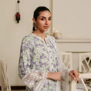 LAVENDER STRETCH-3 PIECE EMBROIDERED LAWN SUIT